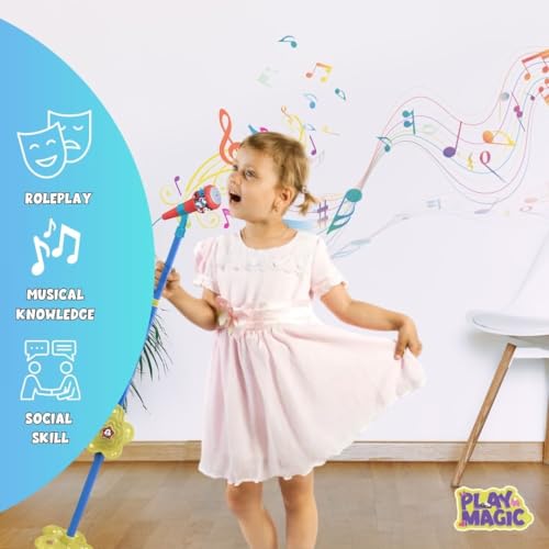 Image of PlayMagic Kids Microphone With Adjustable Stand MP3 | Karaoke Machine Music Toys | Singing Machine With Stand | Adjustable Height (106 cm) | Gift for Boys and Girls-Mickey