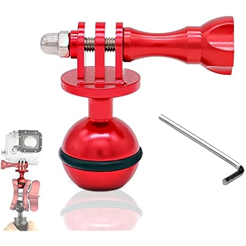 CNC Aluminum Alloy Spherical mounting Adapter, Suitable for Diving Butterfly Clip ,Gopro Hero Series/AKASO/SJCAM Sports Camera, with 3/8'' Screw Hole + Thumb Screw by Liveda Cover