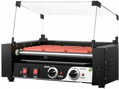 Commercial Hot Dog Roller Grill with Non-Stick Rollers & Removable Drip Tray, Dual Temperature Control for Perfect Sausages, Perfect for Breakfast & Snack Service