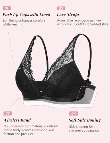 Avidlove Lace Bralette for Women Sexy Deep V Neck Wireless Bralette Plunge Unpadded Bras Everyday Bra3