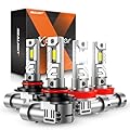 SEALIGHT 9005 H11 Bulbs, 60000LM 8X Brightness 9005 H11 Fog Lights, 6500K Cool White Bulbs with 15000RPM Fan, Plug and Play, IP68 Waterproof, Pack of 4