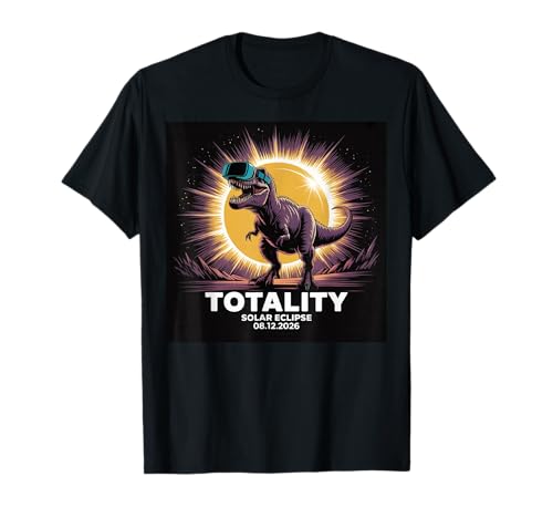 Solar Totality 12 août 2026 Dinosaure drôle T-Rex Eclipse T-Shirt