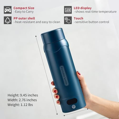 Tetera eléctrica portátil de acero inoxidable 450 ml azul miniatura 6