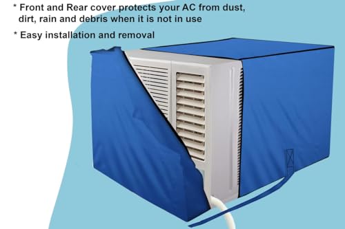 Image of Stylista window ac cover suitable for O-General 1.5 Ton AXGB18CHAA-B, Royal Blue Color Elastic fit Cover for front and rear Of Window Ac