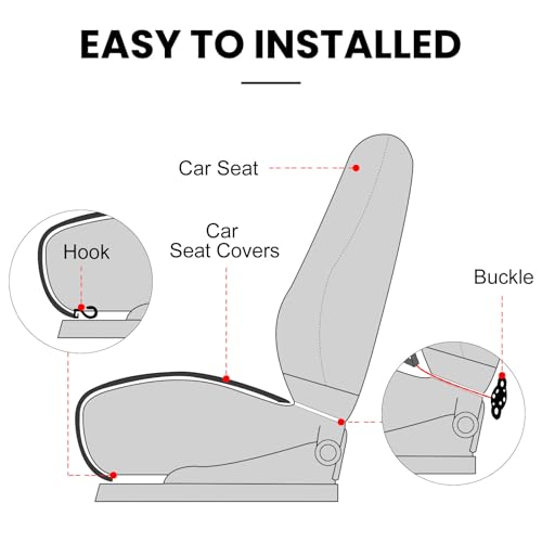 Image of surpassme 2pc Comfortable Car Seat Covers Universal Front Seat Covers for Car Accessories with Storage Pockets, Padded Car Interior Covers for Automotive, SUV, Truck, and Van(Khaki)