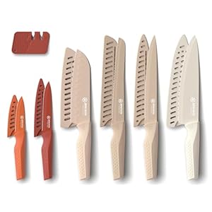 Brewin Knife set, 13 Pieces Kitchen Knives Set, Anti-Rust Coating and Blade Guard, Home Essentials, Camping Essentials – Muliticolor