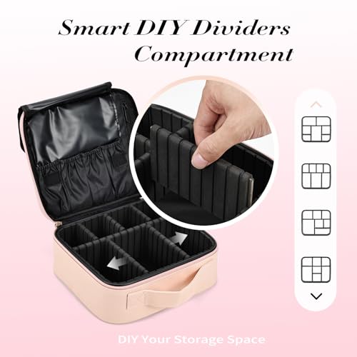 Joligrace Makeup Bag Cosmetic Case Vanity Travel Beauty Box Make Up Train Case Hairdressing Tools Organiser with Adjustable Compartment - Image 4