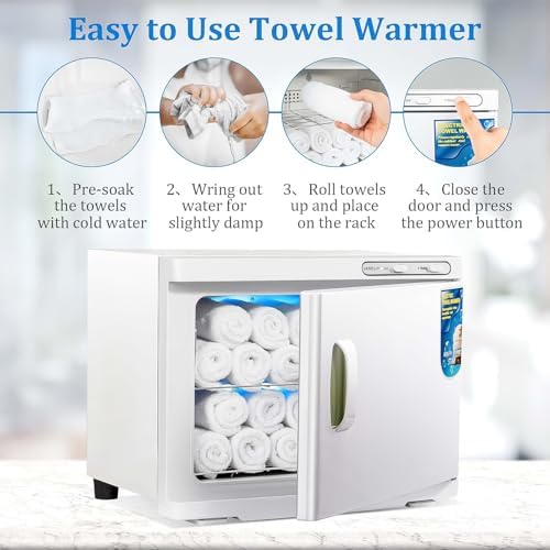 Professional 23L UV Light Towel Warmer Cabinet - Stainless Steel Hot Towel Heater for Salon, Spa, Barber & Home - Fast Heating, Compact Design, White Finish
