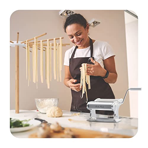 Foto von TRUE KITCHEN® Nudelmaschine manuell Bella Pasta silber [PASTA MASCHINE] Pasta maker für Lasagne, Ravioli, Spaghetti und Tagliatelle I Komplett aus Edelstahl mit Metallgriff