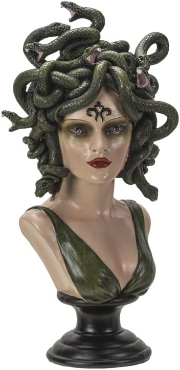 Pacific Giftware Medusa Bust with LED Figurine, 15-inch Height, Resin, Multicolor, Home Décor, Tabletop Décor, Halloween