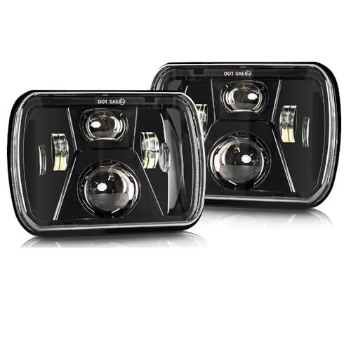 Phares Phare Led Carré 7x6 Pouces Idéal pour Randonnée Tout-terrain et Pistes de Nuit