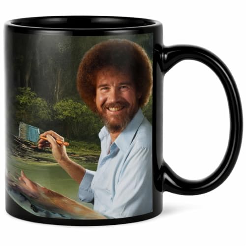 Surreal Entertainment Bob Ross Mug | Bob Ross Color Changing Ceramic | Painting Mug | Heat Reveal Technology | 11oz | Officially Licensed