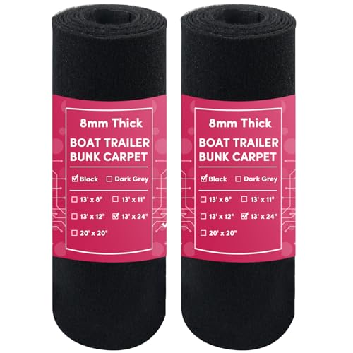 VEITHI Boat Trailer Bunk Carpet Black,24 inch x 13 feet Boat Bunk Carpet Trailer Bunk for Boat Trailers or Jet Ski Ramps (2 Pack)
