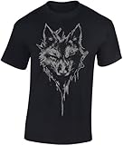Baddery Jäger-T-Shirt - Wolf - Jagd Tshirt Herren Damen - Wolve Wölfe Natur Nature Wald Forest - Geschenk Kleidung Zubehör - Männer Frauen (Schwarz 3XL)
