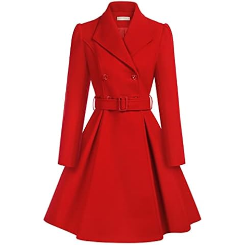 Belle Poque Women's Peacoat Jacket Knee Length Fancy Plus Size Lapel Winter Coat, XL Cover