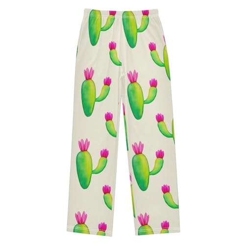 J JOYSAY Flowering Cactus Plant Beige Pajamas Pants Soft Long Pajama Bottoms Lounge Sleep Pants Size S-XL