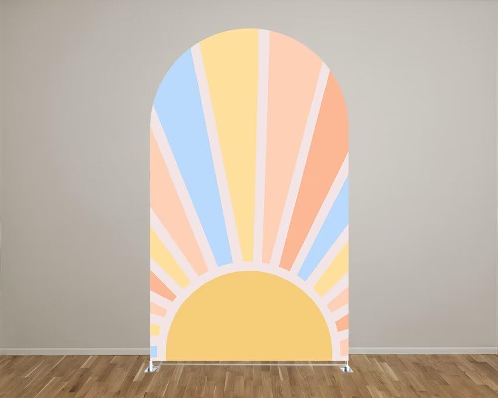 KONPON Orange Solid Arch Backdrop Cover for Groovy Birthday Party Wedding Baby Shower Decorations Chiara Backdrop Arched Wall Stands Covers Props