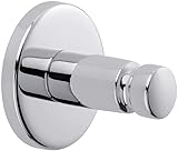 tesa SMOOZ Klebehaken, verchromt, runde Form - Bad-Haken zur Wandbefestigung ohne Bohren, inkl. Klebelösung - 37 mm x 37 mm x 37 mm