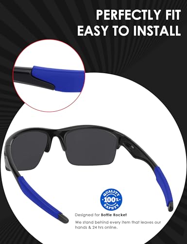 Image of BLAZERBUCK Replacement Temple Sleeves Ear Socks for Oakley Bottle Rocket OO9164 Sunglass - Black + Blue