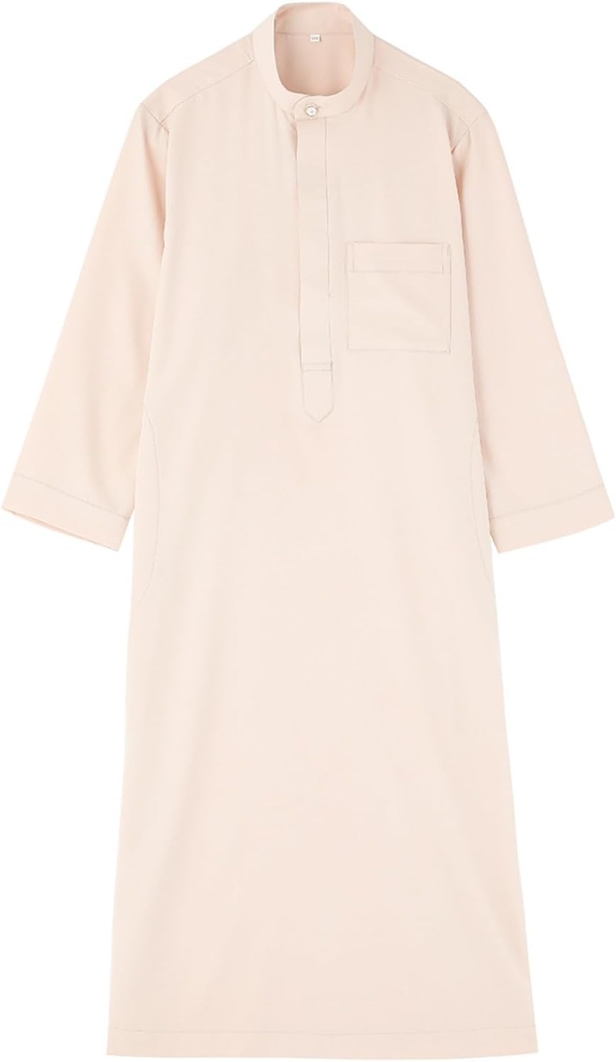 Arab 𝐒𝐚udi Robe for Kids Long Sleeve Stand Collar Loungewear Boys Muslim Robe Jubba Thobe Daffah Isl𝐚mic Cotton Gown 𝐃ubai Abaya