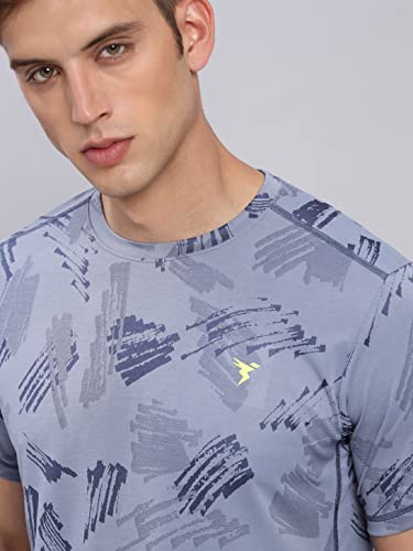 Image of TECHNOSPORT Men Polyester Regular Fit Half Sleeve Jacquard T-Shirt with Double Cool, Quick Dry & Anti Microbial for Sports, Running & Casual Use