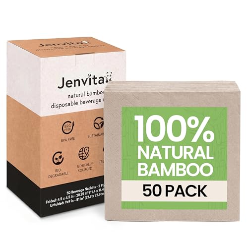 SimpleLive 100% Bamboo Cocktail Napkins - 180 Count