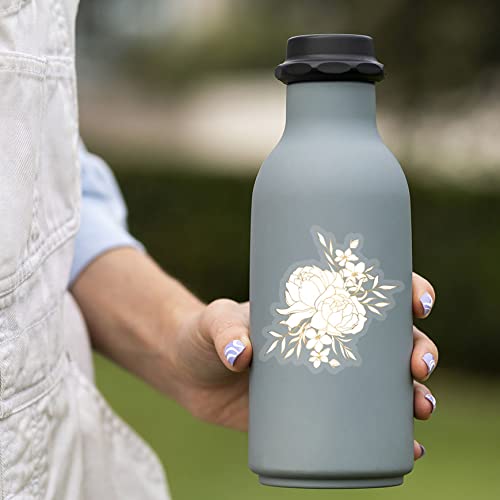 Pegatinas de flores de peonías doradas transparentes impermeables para portátil botellas y coche 3