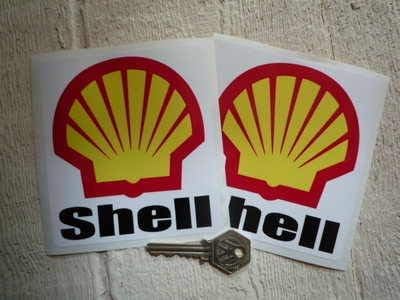 Shell F1 Rounded Logo Stickers �V�F�� �Ζ� �X�e�b�J�[ �V�[�� �f�J�[�� 105mm × 115mm 2���Z�b�g [���s�A���i]