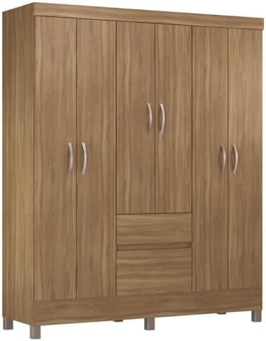 Guarda Roupas Casal 6 portas 2 Gavetas Flash Demobile (Amêndoa)