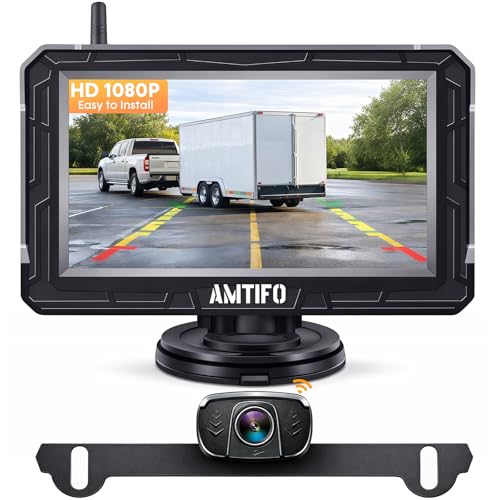 Wireless Backup Camera Truck Hitch Trailer - Easy Install Digital Stable Signal HD 1080P Car Rear View Camera with 4.3 Inch Monitor System - AMTIFO A18