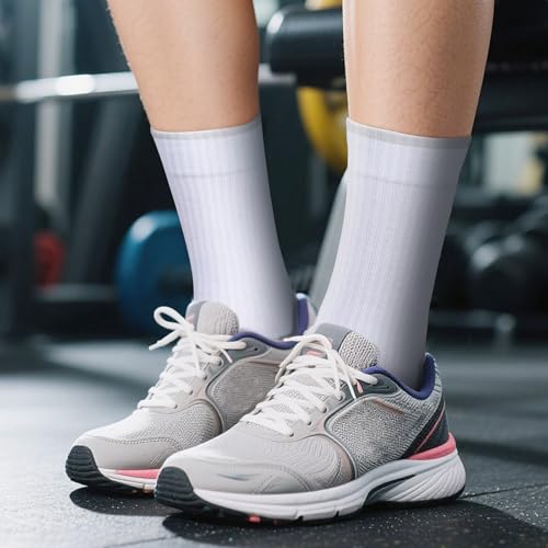Image of YUEDGE Womens Socks Moisture Wicking Cotton Cushioned Crew Socks For Women, Performance Gym Tennis Training Athletic Socks