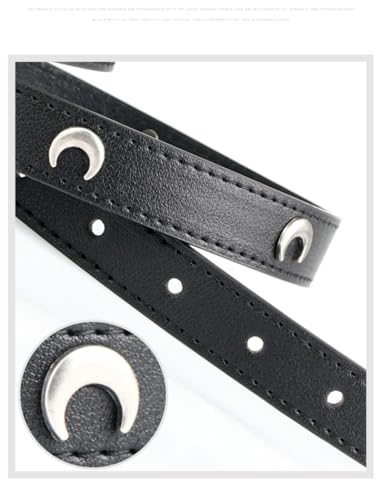 Pooyikoi Women's Leather Belt Black Belt Women Fashion Soft Faux Leather for Jeans Pants Star Belts Y2k Accessories3