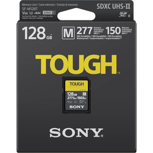 Sony TOUGH-M series SDXC UHS-II Card 128GB, V60, CL10, U3, Max R277MB/S, W150MB/S (SF-M128T/T1)