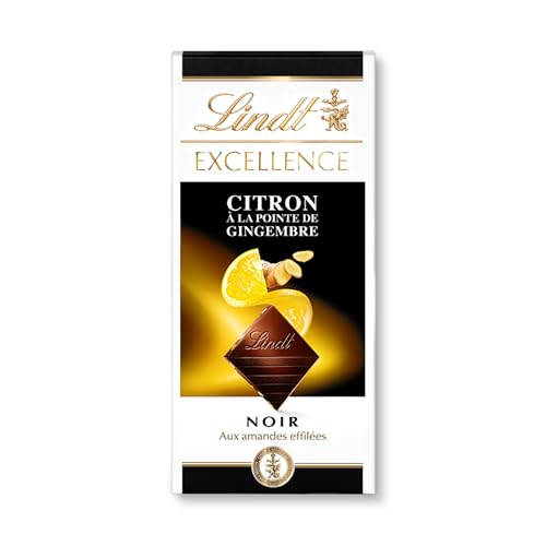 Lindt - Tablette EXCELLENCE Noir Citron à la Pointe de Gingembre - Chocolat Noir, 100g