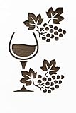 Wine Glass with Grapes Stencil – Reusable 8 x 5 Inch Custom Cut Template for Painting, Drawing, Scrapbooking, and Wine-Themed Crafts
