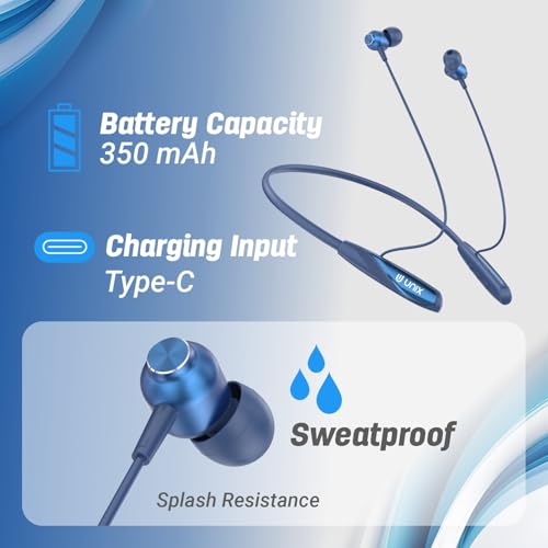 Image of Unix Versa Ultra-Long Playtime with 96 Hour Battery Wireless Bluetooth Neckband I Vibration Call Alert I Real Time Monitoring I Turbo Volt Charging with Magnetic Eartips