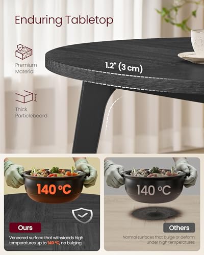 Image of VASAGLE MAEZO Collection - Round Dining Table for 4-6 People, 47.2 Inches Circle Kitchen Table with Tapered Legs, Curved Transitions, for Dining Room, Kitchen, Charcoal Gray UKDT091BA01S