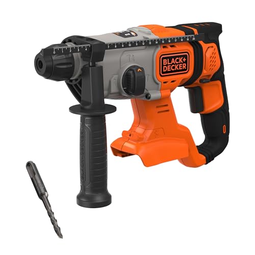 BLACK+DECKER Taladro percutor SDS-Plus a batería de 18V, energía de impacto de 1,2J, 3 modos, incluye broca para hormigón de 6mm y caja del kit, BCD900B-XJ