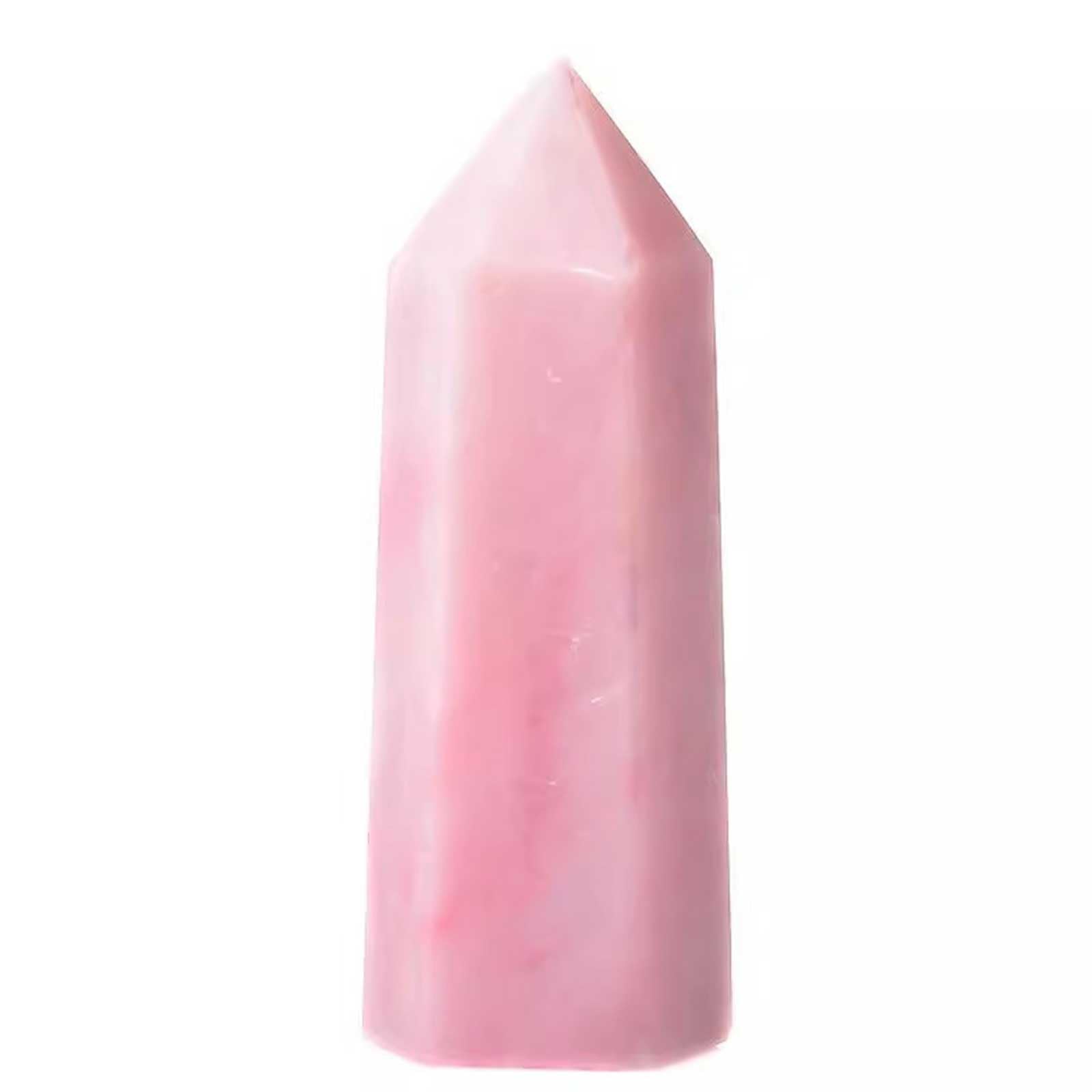 Ópalo rosa en varita de cristal de 6 facetas para terapia Reiki
