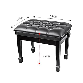 TEmkin Tabouret de Piano Banc de Piano avec Compartiment de Rangement Banc de Clavier en Cuir véritable Tabouret de Piano, Hauteur réglable de 10 cm, 58 x 41 x 48-58 cm - Les Beatles, Paul McCartney, John Lennon, RIngo Starr, George Harrison TEmkin Tabouret de Piano Banc de Piano avec Compartiment de Rangement Banc de Clavier en Cuir véritable Tabouret de Piano, Hauteur réglable de 10 cm, 58 x 41 x 48-58 cm – Image 2