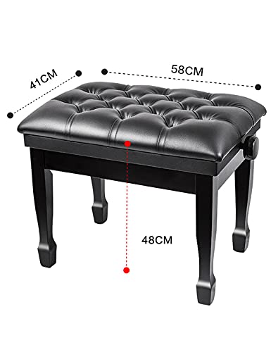 TEmkin Tabouret de Piano Banc de Piano avec Compartiment de Rangement Banc de Clavier en Cuir véritable Tabouret de Piano, Hauteur réglable de 10 cm, 58 x 41 x 48-58 cm - Les Beatles, Paul McCartney, John Lennon, RIngo Starr, George Harrison TEmkin Tabouret de Piano Banc de Piano avec Compartiment de Rangement Banc de Clavier en Cuir véritable Tabouret de Piano, Hauteur réglable de 10 cm, 58 x 41 x 48-58 cm – Image 3