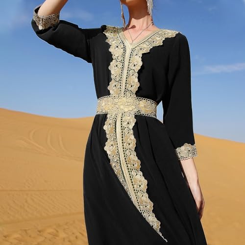Image of ODIZLI Abaya Dress for Women Dubai Sadui Bead Moroccan Kaftan Fancy Eid Dress