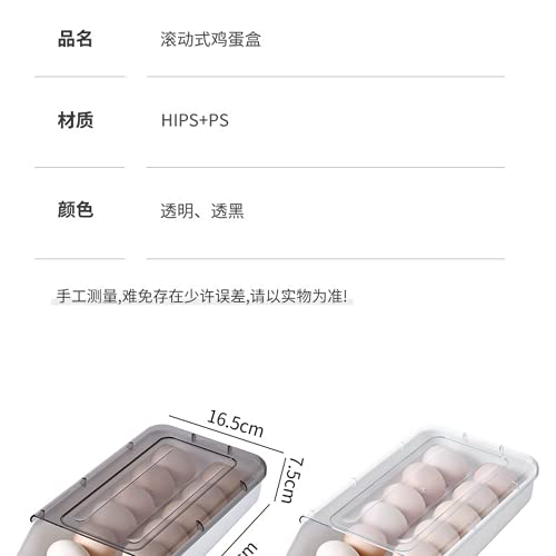 Vawaa Japanese Style Superimposable Rolling Egg Box Household Transparent Drawer Type Fresh-Keeping Storage Box Egg Box Wholesale (Black) #TOP4