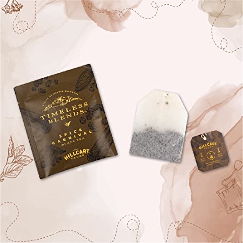 Image of Timeless Blends by The Hillcart Tales Spice Carnival Masala Chai Tea Bags 100 Pieces, Premium Black Masala Tea Leaves Wit Cinnamon, Cardamom and Clove, Refreshing Rich Aroma, 200 gms