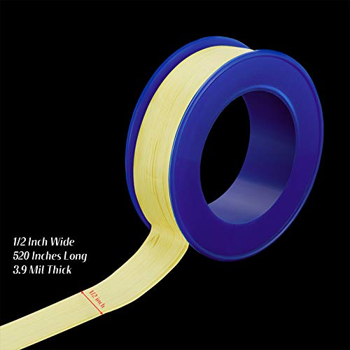 Skylety Thread Seal Tapes, PTFE Pipe Sealant Tape (1/2 by 520 Inches, Yellow, 10 Rolls)
