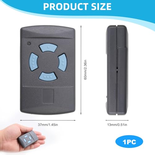 868MHz Garage Door Remote Control Compatible with Hormann HSE2-868 HSM4-868 HS4-868 HS1-868 GARADOR Promatic Blue Button Fixed Code Universal Replacement Handheld Transmitter Key Fob Cloning Remote