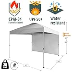 CROWN SHADES 10x10 Pop Up Canopy with 1 Side Wall - Beach Tent with One Push Setup - Outdoor Sun Shade for Events, Parties, Camping - Gazebo with STO-N-Go Cover Bag (White) - Image 5