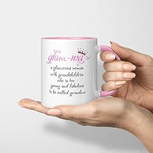 Funny Grandma Theme Ceramic Coffee Mug Glam-ma Definition Great Mother’s Day Gift Idea Grandparents Day Christmas Birthday Gift for First Time Grandmother Granny Tea Cup 11 oz White Pink Funny Grandma Theme Ceramic Coffee Mug Glam ma Definition Great Mothers Day Gift Idea Grandparents Day Christmas Birthday Gift for First Time Grandmother Granny Tea Cup 11 oz White Pink