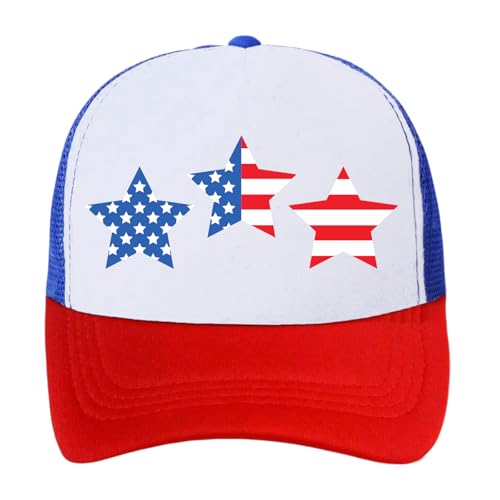 Image of American Flag Trucker Hat USA Snapback Hat 4th of July Patriotic Hats for Men Women