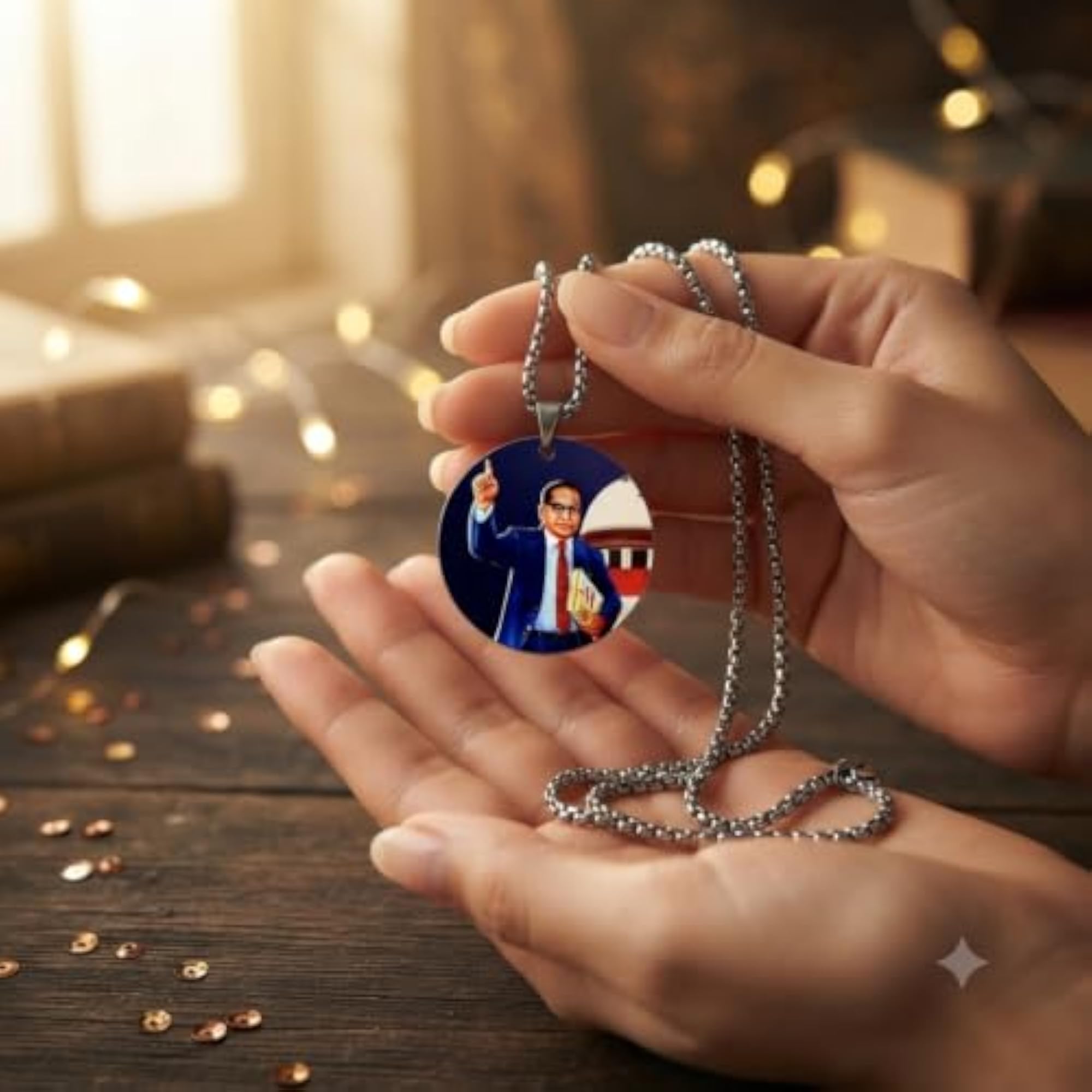 Dr Babasaheb Ambedkar Acrylic Pendant with Box Chain, Equality Tribute